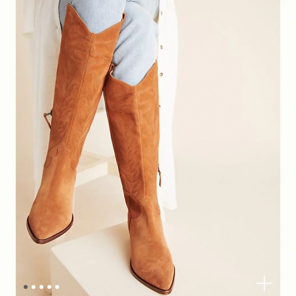 Dolce Vita Cowgirl Western Point Toe Slip On Riding Casual 9 over knee tall tan